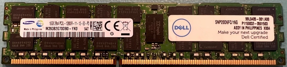 Dell SNP20D6FC/16G 16GB PC3-12800 DDR3-1600Mhz RDIMM Server Memory RAM - Image 1 of 1