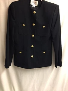 Saville Ladies Jacket Buttons Front Size 4P 100% Pure Wool Black A234ss - Picture 1 of 7