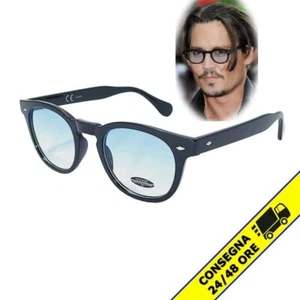 OCCHIALI DA SOLE Uomo Johnny DEPP TONY STARK Blu STILE MOSCOT VINTAGE - Bild 1 von 3