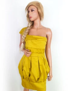 ATMOSPHERE Größe 40 Gelb Knielang Ballkleid Abend Kleid Baumwolle Ärmellos - Bild 1 von 5