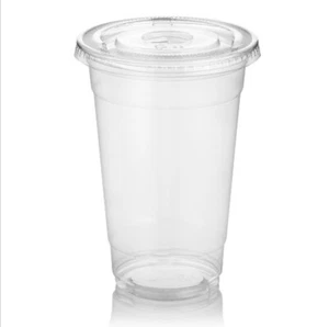 32 OZ Clear Plastic PET Cups with Flat Lids - Picture 1 of 1