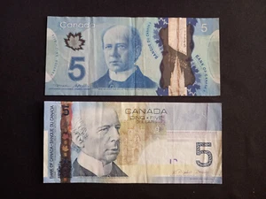 CANADA 5 (2006) + 5 (2013) DOLLARS Banknotes - Circulated - Picture 1 of 2