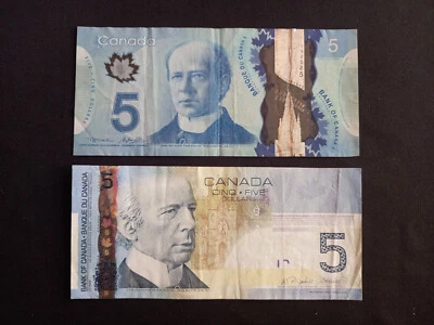 CANADA 5 (2006) + 5 (2013) DOLLARS Banknotes - Circulated - Image 1 of 2