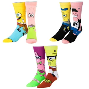 ODD SOX, Unisex, Nickelodeon, 3 Pack SpongeBob And Patrick, Crew Socks, Novelty - Picture 1 of 5