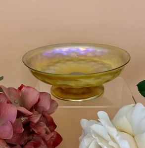 LC TIFFANY FAVRILE, ART GLASS BOWL IN IRIDESCENT GOLD - Picture 1 of 13