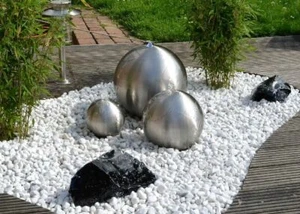 Kugelbrunnen 3er-Set 40/30/20 cm Edelstahl matt incl. LED Brunnenkugel Garten - Bild 1 von 2