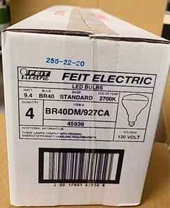 Feit BR40DM/927CA/2 9.4W 2700K Dimmable Energy Star LED Light Bulb 4PK - Picture 1 of 1