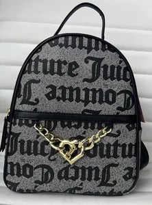 JUICY COUTURE Change of Heart Backpack Bag ~ Black/Beige Logo MSRP: $99.00 NWT - Picture 1 of 10