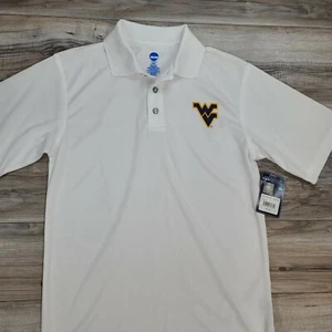 NCAA Men's Size Small West Virginia Mountaineers Short Sleeve Polo White - Picture 1 of 8