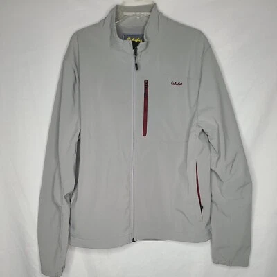 Cabelas Windshear polyester spandex Blend Full Zip Jacket Gray Maroon Large  - Image 1 of 4