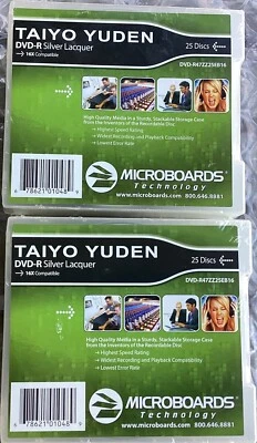 50x Taiyo Yuden DVD-R Silver Lacquer 16X Compatible Microboards Technology NEW - Image 1 of 2