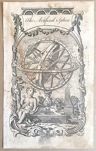 c1764 Antique Engraved Print Globe "Artificial Sphere" Atlas Map Meridian Poles - Picture 1 of 12