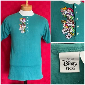 NEW Teal The Disney Store x 7 Dwarfs Embroidered Shirt Side Medium Snow White - Picture 1 of 15