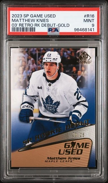 2023 SP Game Used Retro Rookie Debut Gold /25 Matthew Knies R16 PSA 9 RC - Image 1 of 2