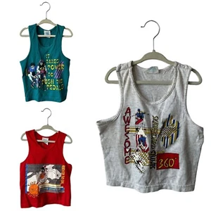 vintage spencers sports graphic tanks youth size 6 set of 3 made in USA 90s - Picture 1 of 10