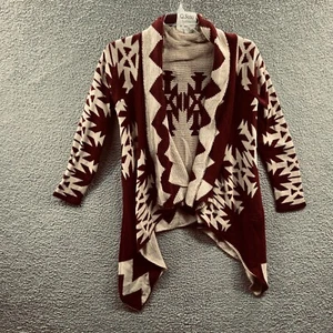 Ci Sono Cavalini Womens Cardigan Sweater Small Medium Maroon Tan Open Front - Picture 1 of 11