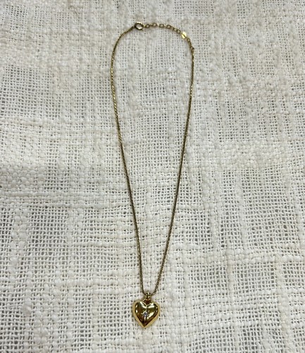 Collana Christian Dior tono oro 18 pollici regolabile ciondolo cuore