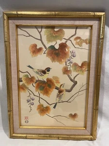 SHIZUO ASHIKAGA "Finch And  Grape" ORIGINAL SIGNED JAPANESE WOODBLOCK - 3280 - Picture 1 of 16