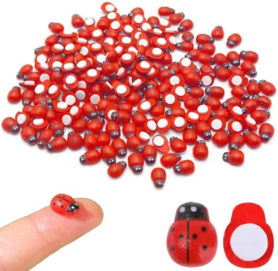 200 Stück Holz Marienkäfer, Selbstklebend Marienkäfer, Mini Glückskäfer, Mini Gl - Bild 1 von 4