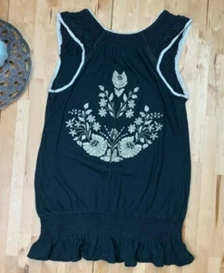 Top Free People taglia S nero ricamato disegno floreale - Foto 1 di 4