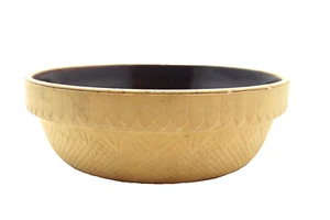 German Bake Pan Brown Glaze Yellow Ware Bowl Inside 9" Diameter 3" High VTG - Picture 1 of 7