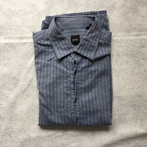 Boss Hugo Boss 100% Cotton Long Sleeve Button-up Striped Shirt, Men's XL (Blue) - Picture 1 of 8