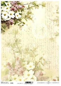 Papel decoupage técnica para servir A4 40 g/m² vintage flores textos crema S0386 - Imagen 1 de 1