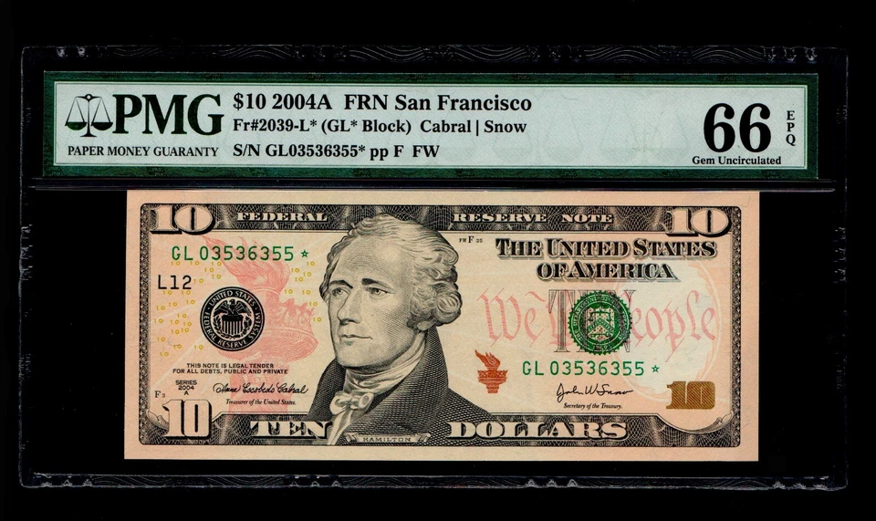 2004-A $10 FRN San Francisco PMG GEM UNC 66 EPQ - Image 1 of 2