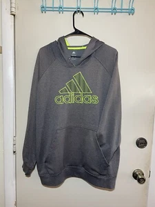 adidas hoodie herren.  Gr. 2XL grau/lindgrün. Großes Brustlogo - Bild 1 von 3