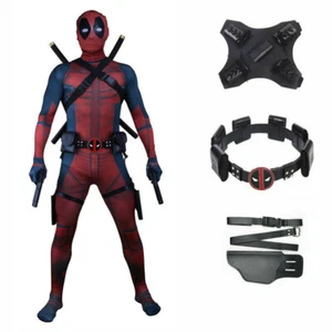 Deadpool Costume Adult Zentai Bodysuit Cosplay Suit Mask Halloween Prop Jumpsuit - Picture 1 of 19