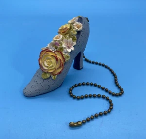 Blue Decorated w/Flowers Shoe - Pull Chain for Ceiling Fan or Lights/Nice Find - Picture 1 of 8