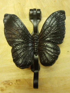 Garden Nature Entry Door Knocker Cast Iron Large Butterfly Black - Picture 1 of 3