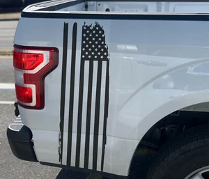 Distressed American Flag Decals Truck Rear Bed Stripes Vinyl Graphics Patriotic - Picture 1 of 5