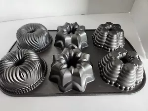 Nordic Ware USA Cast Aluminum Non-Stick 1 Cup 6 Cavity Mini Bundt Cake Pan - Picture 1 of 13