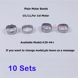 10Sets Dental Orthodontic Metal 1st Plain Molar Bands Brackets Roth 022 #29-44+ - Picture 1 of 8