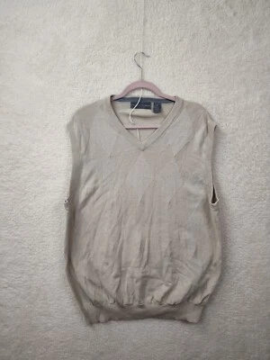 Oscar de la Renta Hombres Suéter Extra Grande Tostado 100% Algodón Sin Mangas Chaleco Ajuste Foto 1 de 4