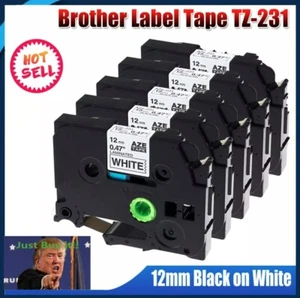 5x Brother P Touch TZe-231 TZe231 nastro etichette 12 mm bianco per PT-D410 H110 D610BT - Foto 1 di 9