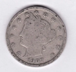 1907 Liberty Nickel in gutem Zustand ~ BITTE BEACHTEN SIE DEN SCAN stk v7 - Bild 1 von 5