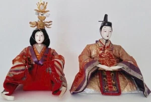 12 INCHES - Vintage - Japanese - Hina Doll - Emperor & Empress - Handmade - Picture 1 of 12