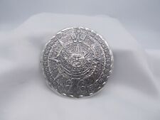 E.V.B. signed Aztec sun calendar pendant/brooch, large sterling silver Aztec pin