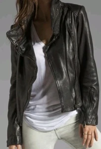 Chaqueta de cuero de piel de cordero XL Soia & Kyo Glenna diseñada en Canadá hecha en la India - Imagen 1 de 20