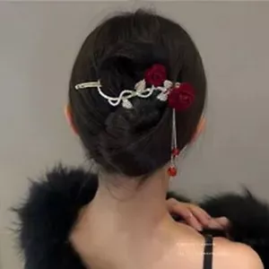Rose Quaste Haarspangen - Damen Twist Pferdeschwanzspangen Frauen Haarzubehör 1 Stck. S - Bild 1 von 12