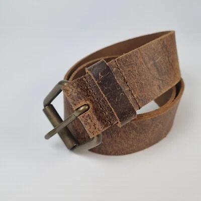 CINTO DE COURO RÚSTICO MARROM 80cm 31" x 4,3cm LARGO H&M aparência áspera - Imagem 1 de 4