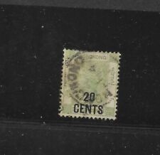 Hong Kong Scott #52 used 20c overprint on 30c gray green Queen Victoria 1891