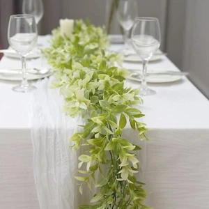 6.5 ft Green White Artificial Peperomia Tetragona LEAVES Greenery Garland Party - Picture 1 of 9