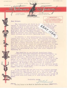 Omaha Nebraska BUNTER BRIEF NORDWESTEN TAXIDERMY JW WILLARD & REX ELWOOD - Bild 1 von 1