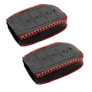 2Pcs Black Leather For Ram 1500 2019 2020 2021 2022 2023 2024 4 Buttons Key Fob - Picture 1 of 4