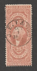 Scott # R44c, Used, F, 25¢ Certificate, SOTN CDS, "J. E. T. & BRO." - Picture 1 of 2