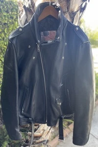 Vintage Classic Leather Motorcycle Jacket Mens Size XL Made In U.S.A. Old School - Picture 1 of 9