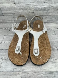 SAS Shoes Women Sz 11.5 Wide White Cork Comfort Sandals Adjustable Buckle Casual - Picture 1 of 9